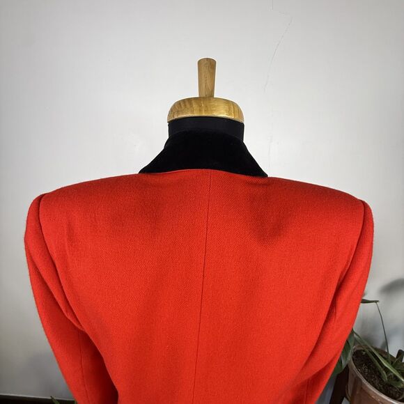Vintage Red Wool Blazer with Black Velvet Collar, USA Made - Picture 4 of 10